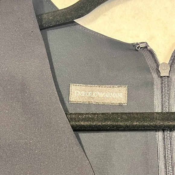 Emporio Armani Faux Wrap Dress Long Sleeve Navy Blue Women's 46 NWT - Picture 8 of 14